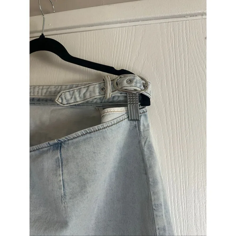 WeWoreWhat Side Cutout Denim Skirt Indigo Comfort in Super Light XL NWT